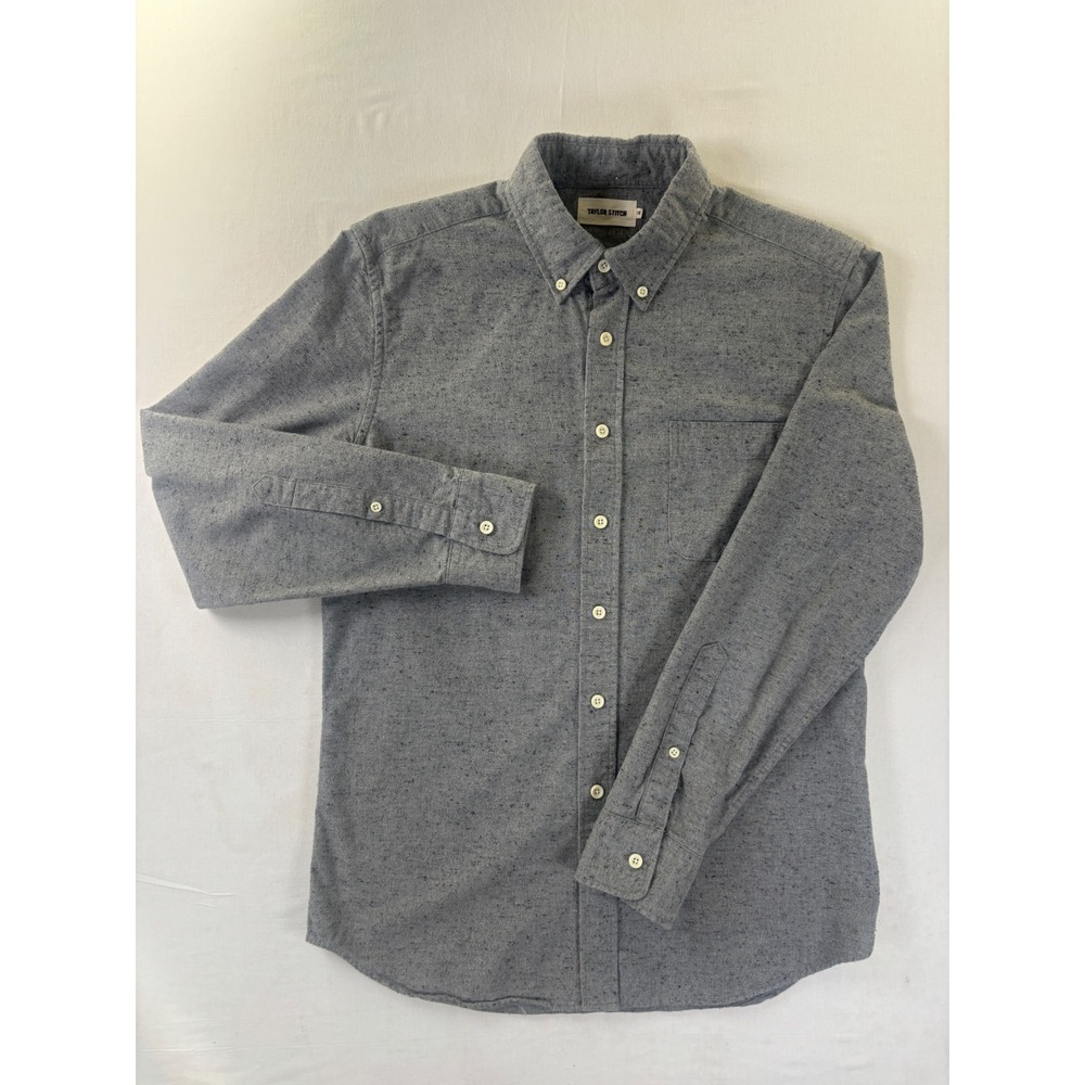 Taylor Stitch Mens Grey Flecked Organic Cotton Button Down Shirt Size 38 Small